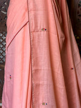 Peach soft tusser silk saree : PBR52C