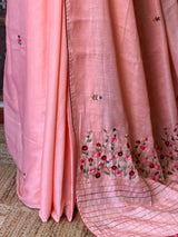 Peach soft tusser silk saree : PBR52C