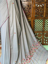 Grey soft Chiffon saree : PBR52F