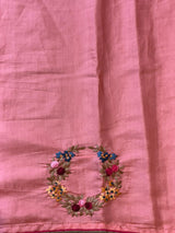 Peach soft tusser silk saree : PBR52D