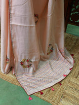Nude Pink soft tusser silk saree : PBR52E