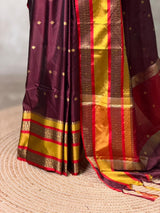 Maroon and Yellow Semi banarasi silk saree - PIH94