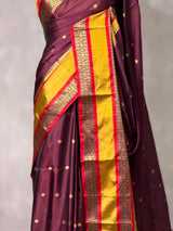 Maroon and Yellow Semi banarasi silk saree - PIH94