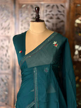 Dark green soft Chiffon saree : PBR52F1