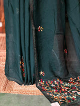 Dark green soft Chiffon saree : PBR52F1