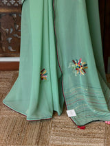 Pastal green soft Chiffon saree : PBR52F3