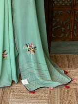 Pastal green soft Chiffon saree : PBR52F3