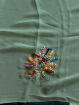 Pastal green soft Chiffon saree : PBR52F3