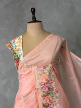 Peach Net kotta saree - PBR34B1