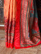 Orange Semi Tusser silk saree: PBR55AD
