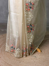Nude yellow Net kotta saree - PBR34B6