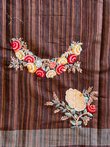Handloom jute cotton saree- PBR59B