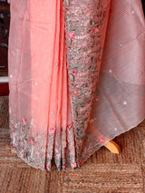 Peach Net kotta saree - PBR34B8