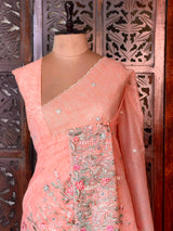 Peach Net kotta saree - PBR34B8