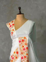 White soft silk saree - PBR35B1