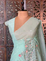 Pastal green Net kotta saree - PBR34B12