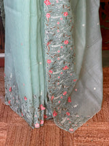 Pastal green Net kotta saree - PBR34B12