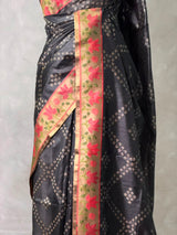 Black silk cotton saree- PBR49C
