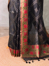 Black silk cotton saree- PBR49C