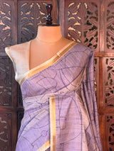 Lavender soft Tusser Silk saree- PBR33T11A