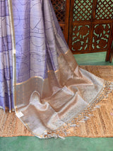 Lavender soft Tusser Silk saree- PBR33T11A