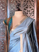 Grey Silk cotton saree- PBR60B