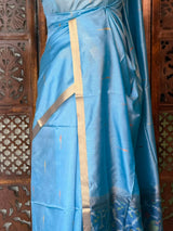 Blue Silk cotton saree- PBR60C