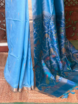 Blue Silk cotton saree- PBR60C