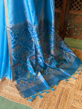 Blue Silk cotton saree- PBR60C