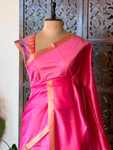 Lotus pink Silk cotton saree- PBR60E