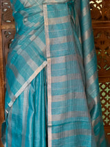 Blue Jute Tissue saree- PBR61