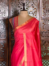 Pink Silk cotton saree- PBR60H