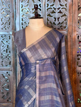 Blue Jute Tissue saree- PBR61A