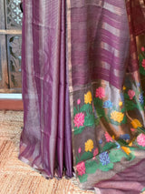 Purple Jute Tissue saree- PBR61D