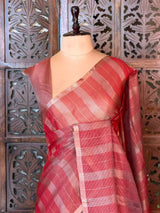 Maroon Jute Tissue saree- PBR61C