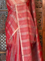 Maroon Jute Tissue saree- PBR61C