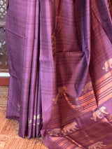 Mauve Tiger woven Tusser Silk saree- PBR62