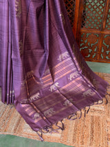 Mauve Tiger woven Tusser Silk saree- PBR62