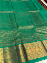 Brown and Aqua green Pure Vintage Kanchipuram Silk saree - PPURE108