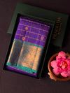 Bluish violet and Aqua green Pure Vintage Kanchipuram Silk saree - PPURE109