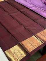 Lavender and Brown Pure Vintage Kanchipuram Silk saree - PPURE111
