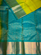 Green and Blue Pure Vintage Kanchipuram Silk saree - PPURE113