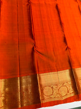 Olive green and rust orange Pure Vintage Kanchipuram Silk saree - PPURE115