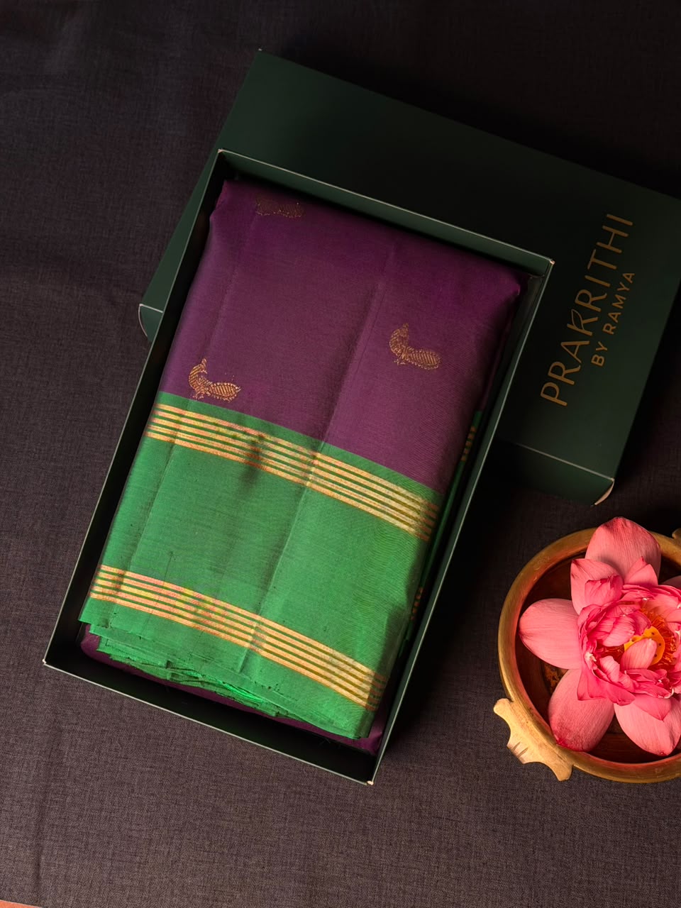 Violet and green Pure Vintage Kanchipuram Silk saree - PPURE118