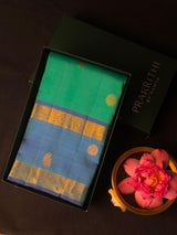 Aqua Blue Pure Vintage Kanchipuram Silk saree - PPURE125