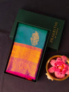Peacock blue and Purple Pure Vintage Kanchipuram Silk saree - PPURE126