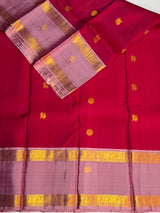 Maroon and onion pink Pure Vintage Kanchipuram Silk saree - PPURE127