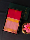Maroon and onion pink Pure Vintage Kanchipuram Silk saree - PPURE127
