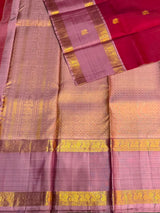 Maroon and onion pink Pure Vintage Kanchipuram Silk saree - PPURE127