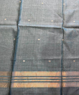 Steel Blue Tiger woven Tusser Silk saree- PBR62B